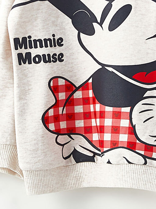 Bisiklet Yaka Uzun Kollu Minnie Mouse Bask?l? K?z Bebek Sweatshirt ve E?ofman Alt 2li Tak?m - Waikiki фото 3