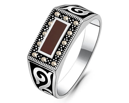 Кольцо, эмаль , марказит, ТМК-305