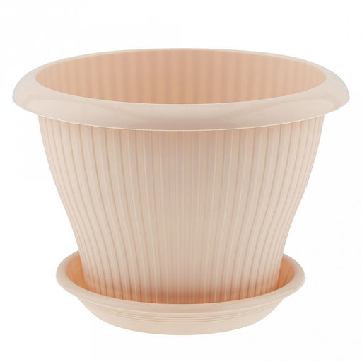 Горшок для цветов пластмассовый "Гамма плюс" 2,0л, д19см, h14,1см, пудра (Россия)