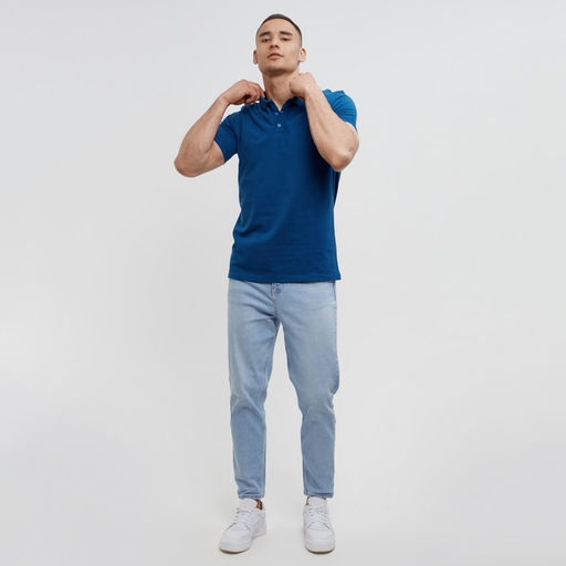 Футболка поло мужская MINAKU REGULAR FIT: синяя, р-р 42