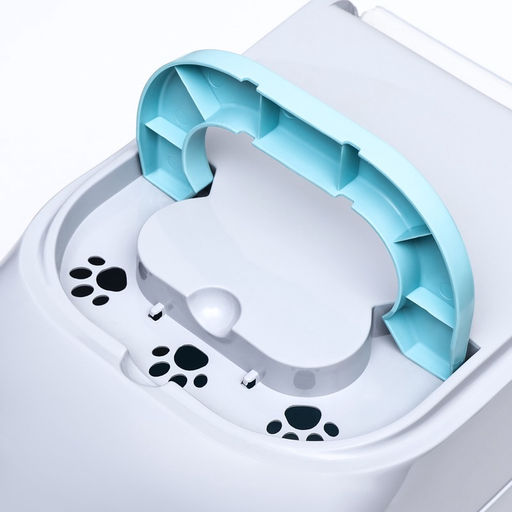 Туалет-домик для кошек закрытый с дверцей 43×32×33 см, бирюзово-серый