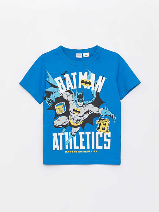 Bisiklet Yaka Batman Bask?l? K?sa Kollu Erkek ?ocuk Ti??rt