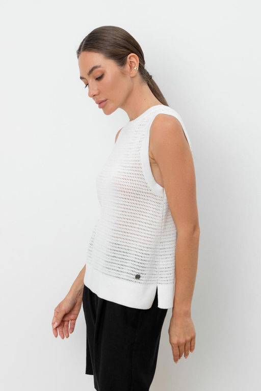 Блуза-топ Very Neat ЕВ 30153 молочный из хлопка и акрила  фото 3