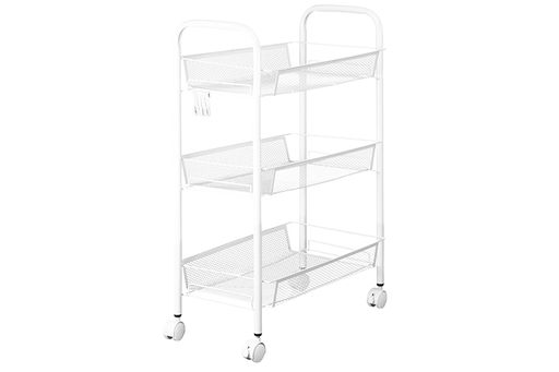 Этажерка многофункциональная 3-х ярусная 44,5*25,5*63,5 см Белая на колесиках, металлическая - Elan gallery фото 5