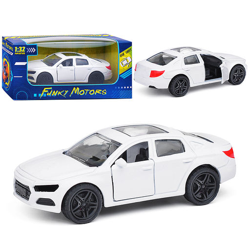 Белая инерционная машинка с люком, die-cast, 1:32, открывающиеся двери