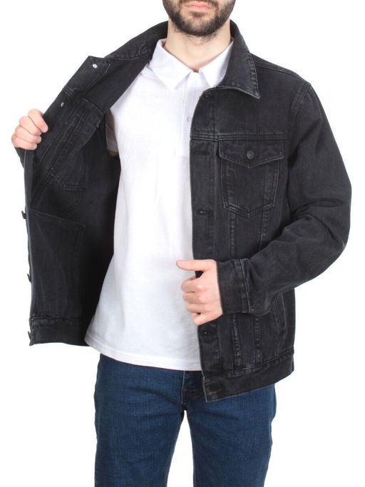 5922 BLACK Куртка джинсовая мужская VH JEANS (80% хлопок, 15% полиамид, 5% спандекс) - Фабричный китай фото 9