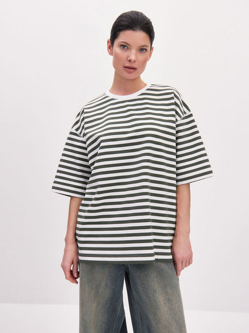 Футболка женская 25234-509 OVERSIZE серый меланж