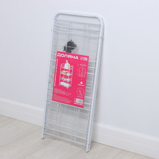 Этажерка напольная 4-х секционная Доляна, на колёсах, 31×34×77 см, белая