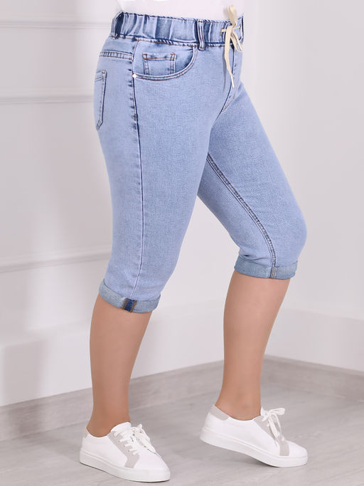 Капри джинсовые женские хлопковые на лето - Almond фото 3