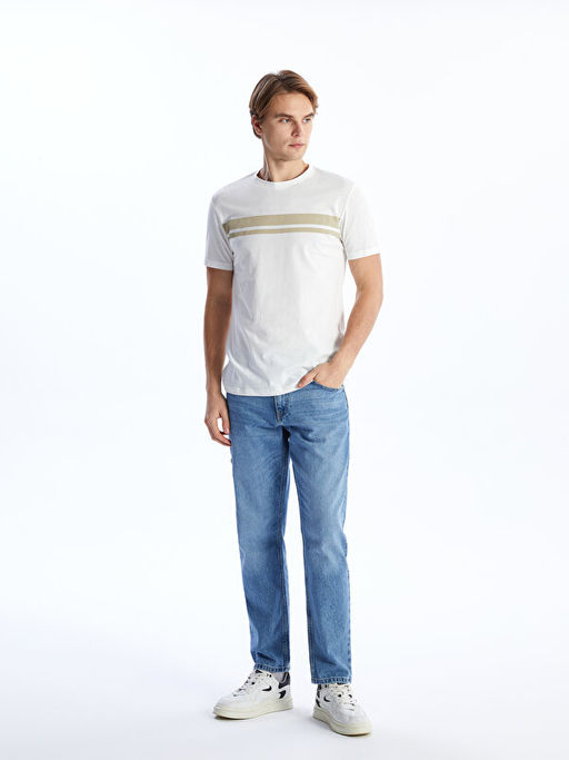 Bisiklet Yaka K?sa Kollu ?izgili Penye Erkek Ti??rt - Waikiki фото 2