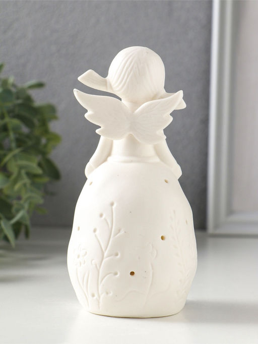 Сувенир керамика свет "Девочка в платье с растениями" белый 3хLR44 6,6х6,2х13,5 см