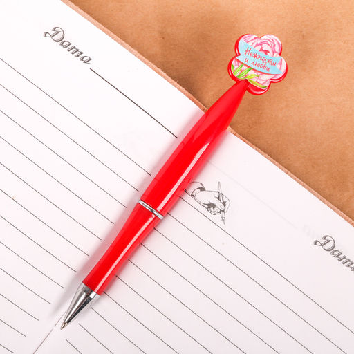 Ручка шариковая, синяя паста, 1.0 мм, пластиковая с цветком 8 марта: С праздником