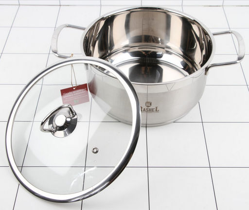Кастрюля 4л из нержавеющей стали со стекл. кр., 22х11см (R-40) /Rashel/  фото 9