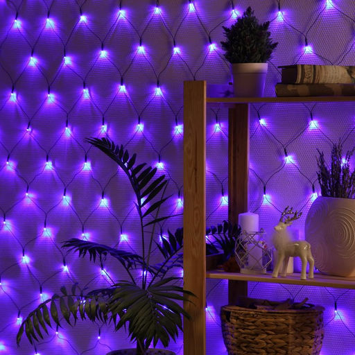 Гирлянда Сеть 2?2 м, IP20, тёмная нить, 224 LED, 8 режимов, 220 В, свечение синее