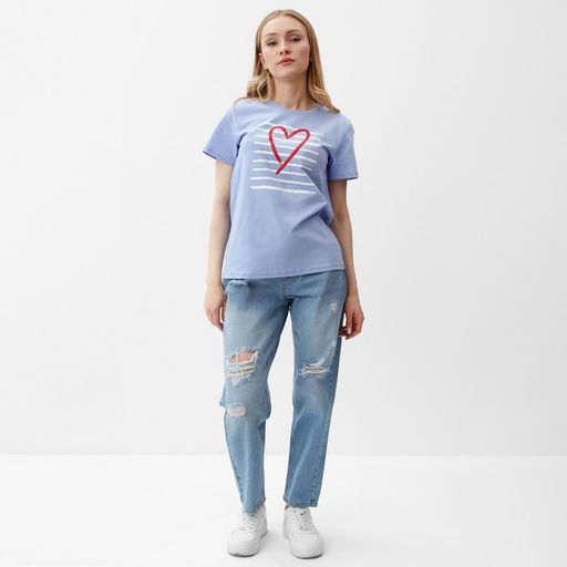 Футболка женская Let&apos;s go, голубая, размер 44