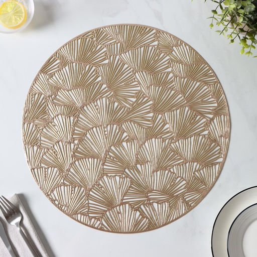 Салфетки сервировочные на стол Доляна «Веер», d=38 см, 4 шт., золотые
