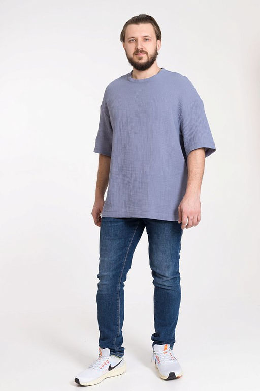 Футболка М123008в Серо-голубой - Елена фото 7