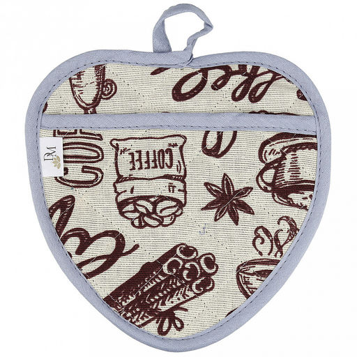 Прихватка с запахом 20х20см "Эспрессо, вид 1/1", форма "Клубника", рогожка 171г/м2, хлопок 100%, наполнитель - ватин 280г/м2, на пластмассовом подвесе, "Домашняя мода" (Россия)