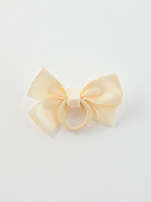 Цена за 6 шт. Бант для волос на резинке «Школьница», классика двойной полоски, 11×7 см, бежевый