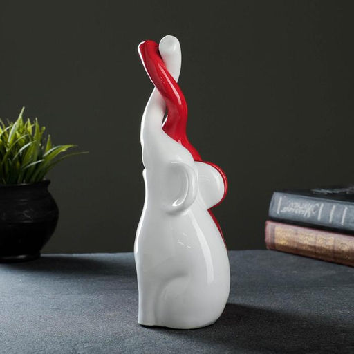 Набор фигурок «Пара слонов», белый и красный, 9×15×25 см