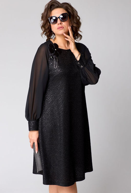 Платье EVA GRANT 7279В-Р черный+шифон