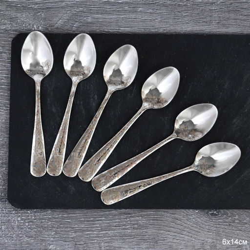 Ложка чайная 6 штук Серебро с лазерной гравировкой/ MJ104 /уп 100 / - ГалеонТрейд фото 2