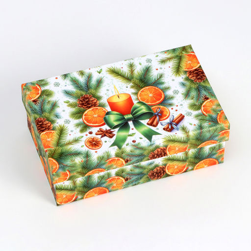 Набор подарочных новогодних коробок 10 в 1 Мандариновое счастье, 32.5?20?12.5 - 12?7?4 см