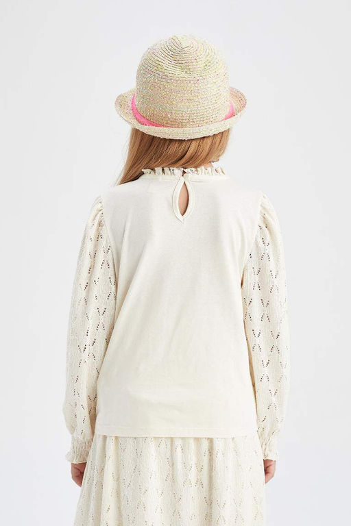 Футболка свободного кроя с длинными рукавами для девочек - Defacto фото 8