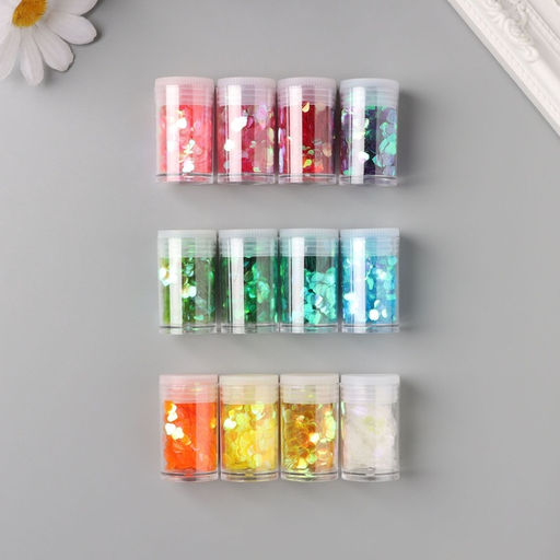 Декор для творчества в банке «Неоновые сердца», набор 12 шт., 13.4×8.8×3 см