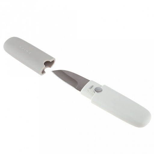 "Вида Хоум (Vida Home)" Нож для овощей 50мм с овощечисткой, плавающее лезвие 17,8х3,8х2см пластмассовая ручка, с чехлом, матовый пластик, цвета в ассортименте: бело-серый; бежево-коричневый; салатово-зеленый, в цветной коробке (ДМ)