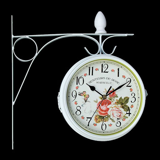 Часы настенные интерьерные «Розы», двусторонние, на подвесе, плавный ход, 40×32 см, циферблат d=17 см, от батареек 2хАА