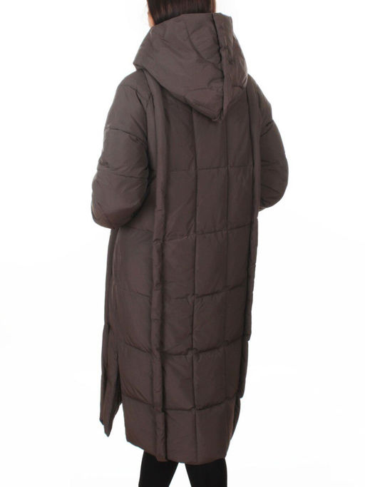 018 GRAY/GREEN Пальто зимнее женское (200 гр. холлофайбер)