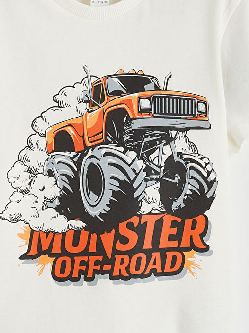 Bisiklet Yaka Bask?l? Erkek ?ocuk Ti??rt