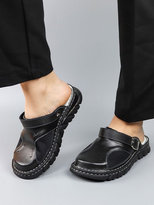 15 | Kina | Черные женские медицинские сабо натуральная кожа - Milka shoes&more фото 9