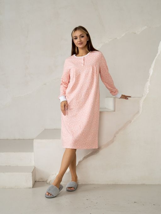 Сорочка жен.арт.602/1-3,розово-белая футер с начесом (хлопок 100%). - Binita фото 5