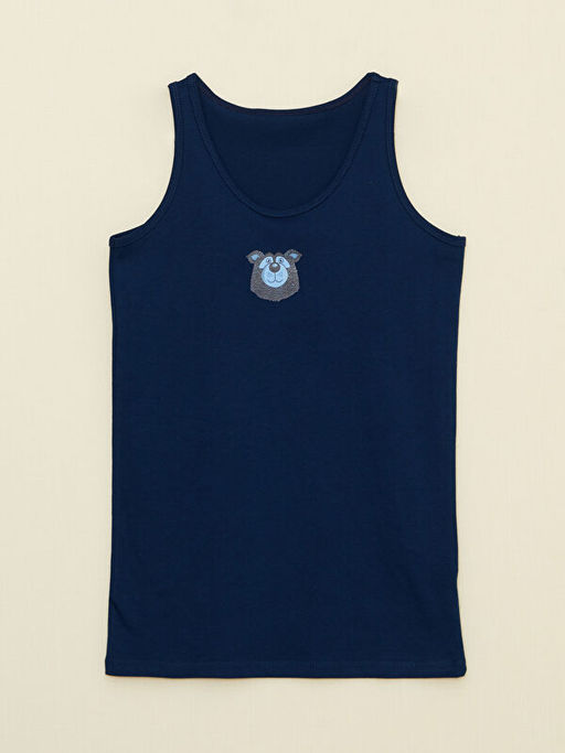 Bisiklet Yaka Bask?l? Pamuklu Erkek ?ocuk Atlet 2li - Waikiki фото 2