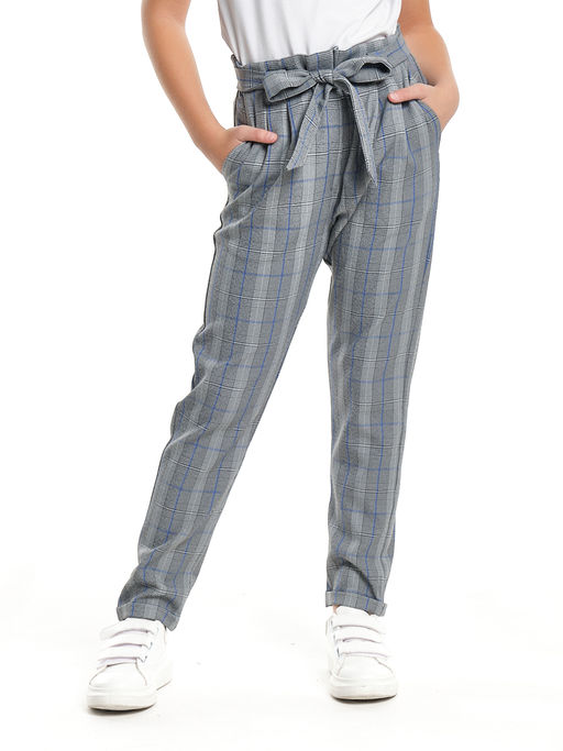 Брюки для девочки в клетку 22-6688 клетка/синий - Mini maxi фото 3