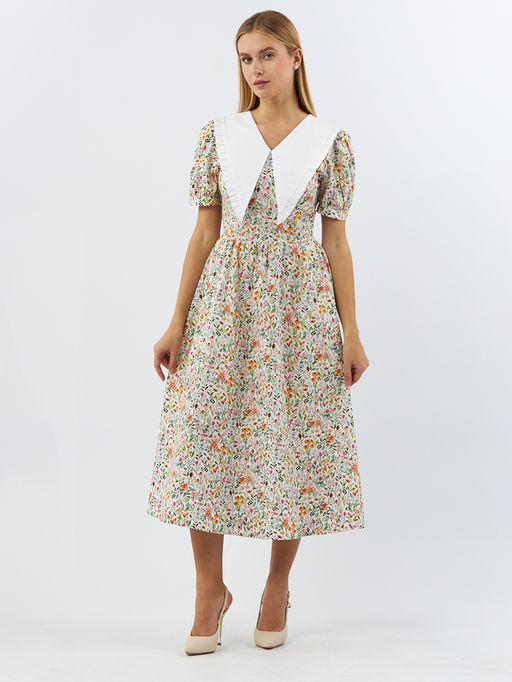 Платьеиз хлопка с большим контрастным воротником OD-935-2