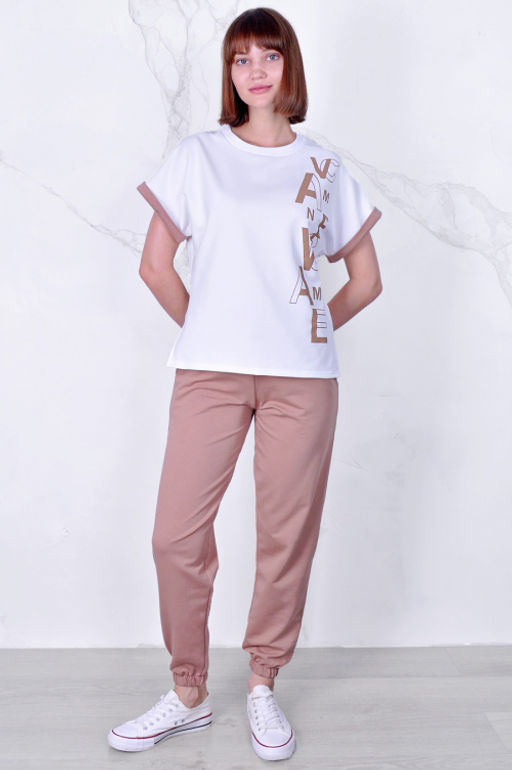 Арт. 2357 Костюм с брюками женский 44-52 (5 шт) Цвет:верх- кэмел, низ- кэмел - Калинка фото 26