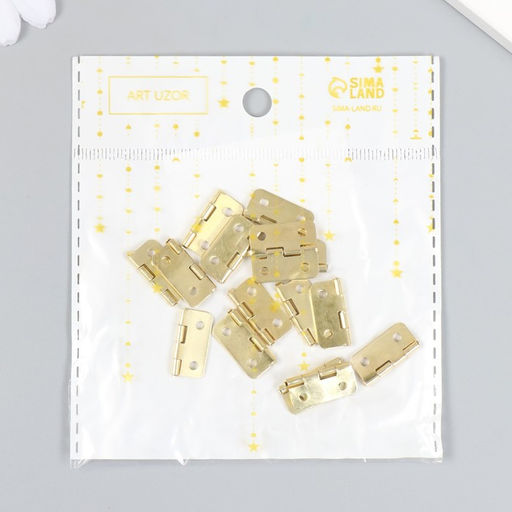 Цена за 4 шт. Петля для шкатулки (ключницы), металл, с закругленными углами, набор 15 шт., 1.7×1.9 см