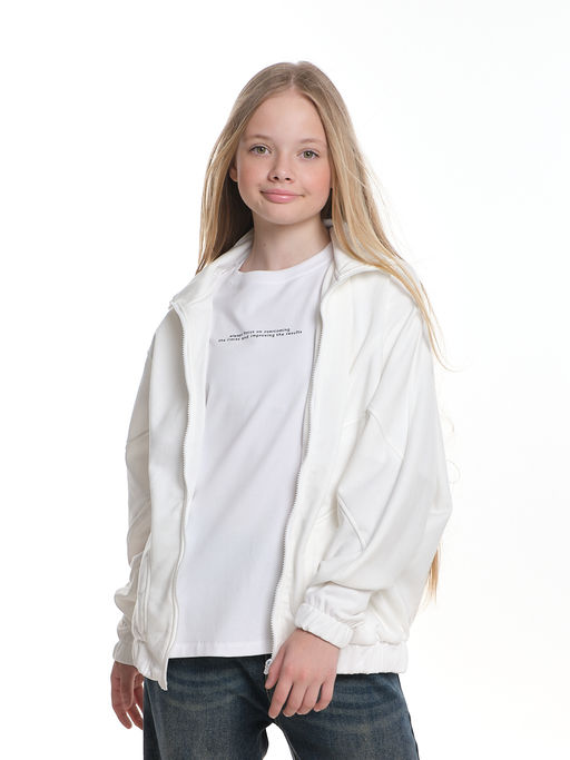 Толстовка на молнии для девочки 22-3208 белый - Mini maxi фото 6