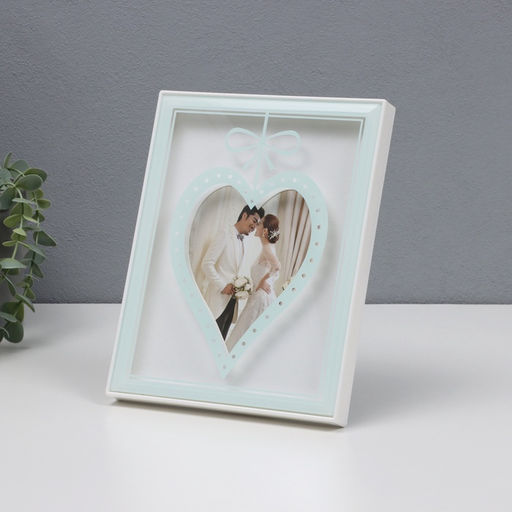 Фоторамка для фото13?18 см Сердце с бантиком, белый, бумага тиснение, 18?2?23 см