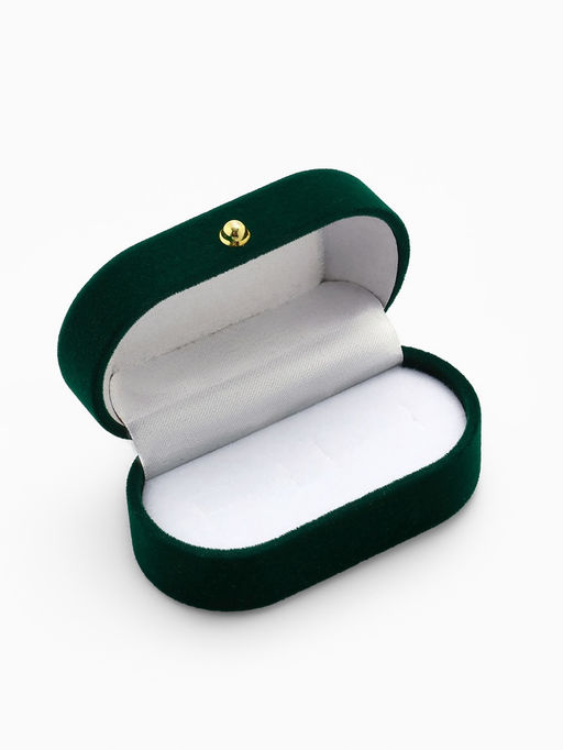 Футляр бархатный под серьги/ кольца/запонки, Овал вытянутый 7.5?4, цвет зелёный, вставка белая