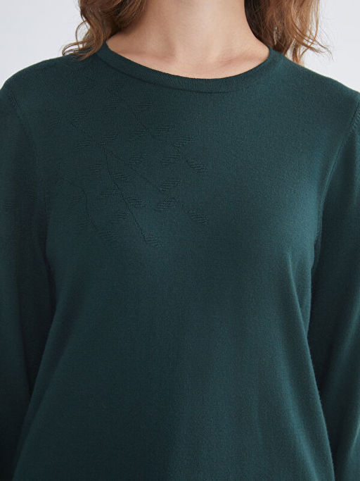 Bisiklet Yaka Kendinden Desenli Kad?n Triko Kazak