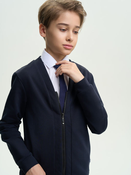 Кардиган темно-синий футер 2-х нитка с лайкрой