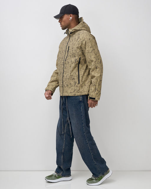 Куртка спортивная мужская весна осень бежевого цвета 25470B