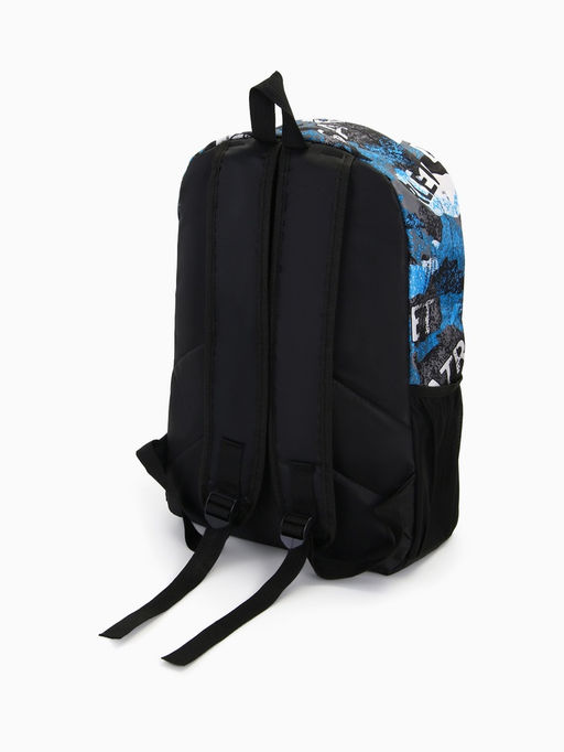 Рюкзак школьный на молнии, с карманами, с принтом, размер 30?13?42 см, голубой/серый