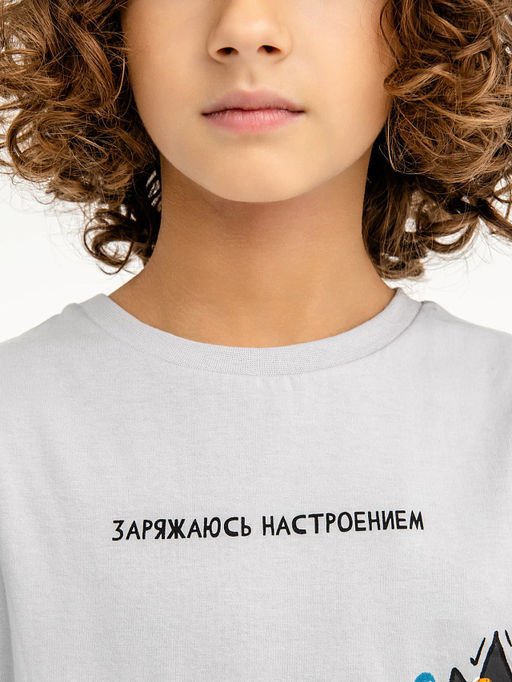 Футболка для мальчиков светло-серая с печатью - Mark formelle фото 4