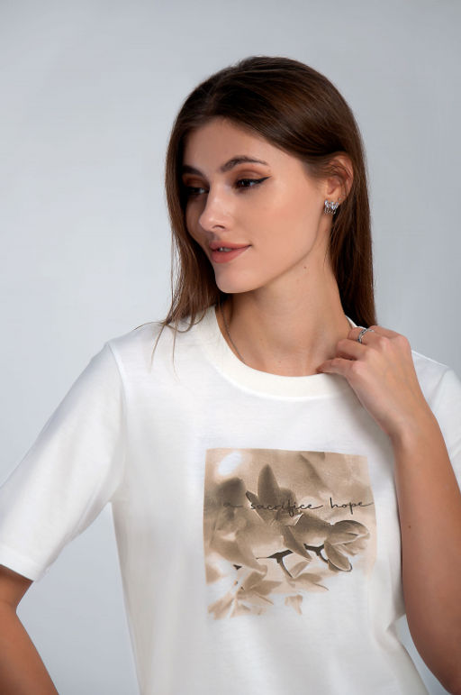 Арт. 3198 Футболка женская 44-52 (5 шт) Цвет:молочный