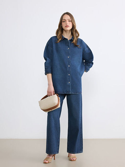 Джинсовая рубашка Oversize женская